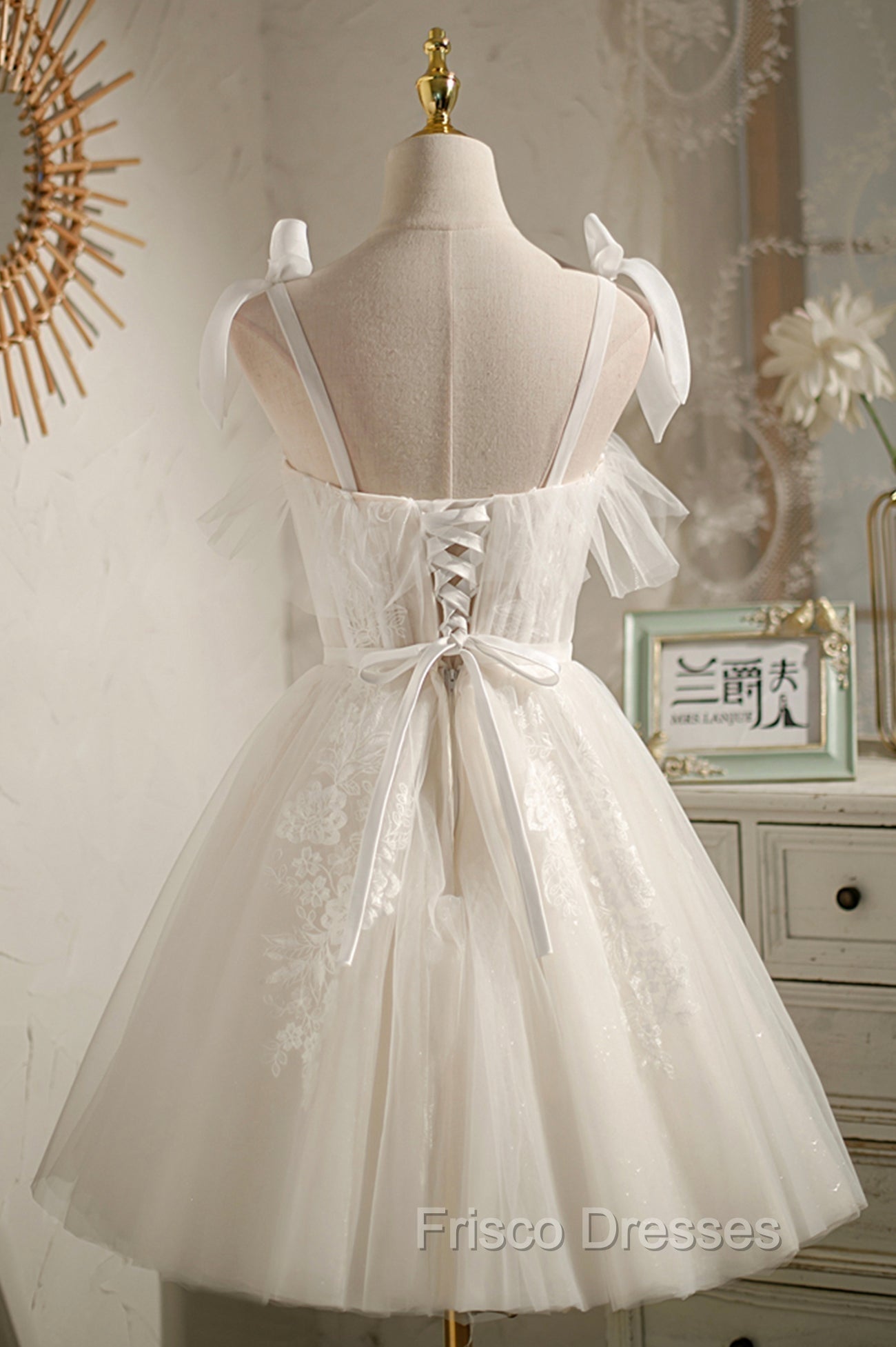 Cute Lace Short Formal Prom Dress, A-Line Homecoming Party Dress