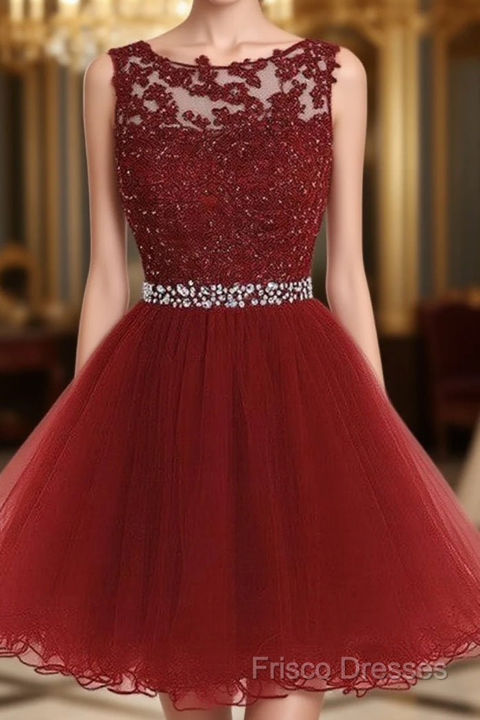 Cute Lace Short Formal Prom Dress, Lace Homecoming Dress Main image