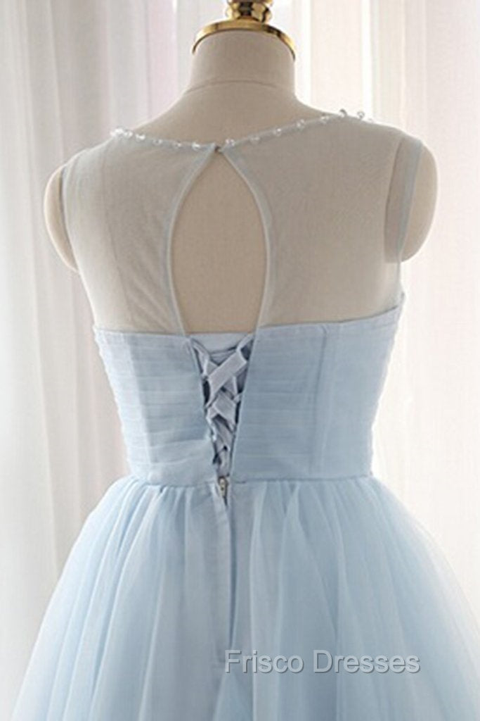 Cute Light Blue Homecoming Dress With Belt, Lovely Short Formal Prom Dress