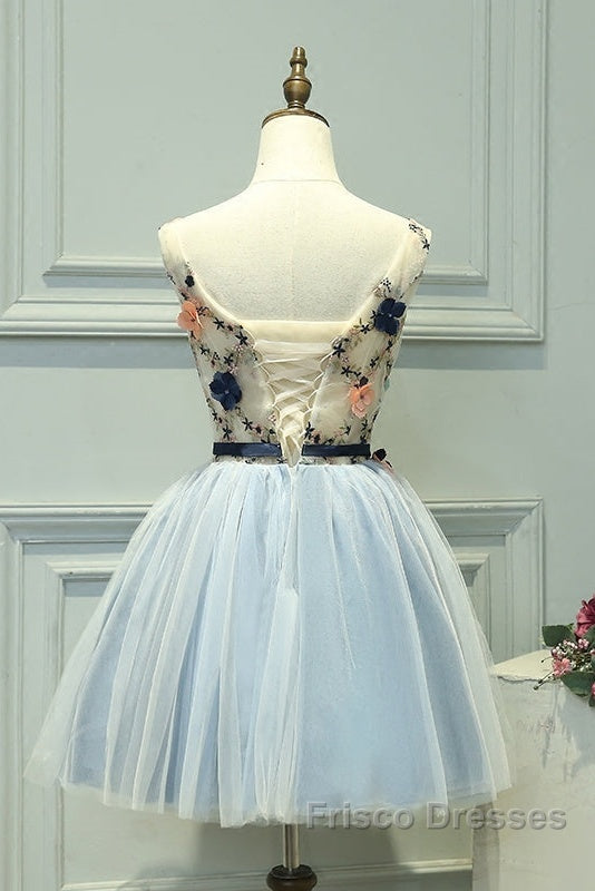 Cute Light Blue Short Tulle Homecoming Dress, Blue Formal Prom Dress Secondary image