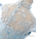 Cute Light Blue Tulle With Lace Party Dress , Beautiful Short Classical Formal Dress