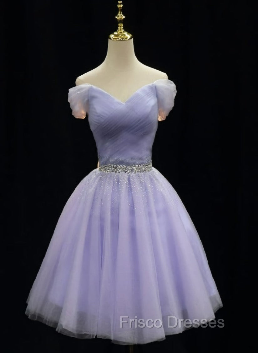 Cute Light Purple Beaded Tulle Homecoming Dress, Short Formal Prom Dress Formal Dress Main image