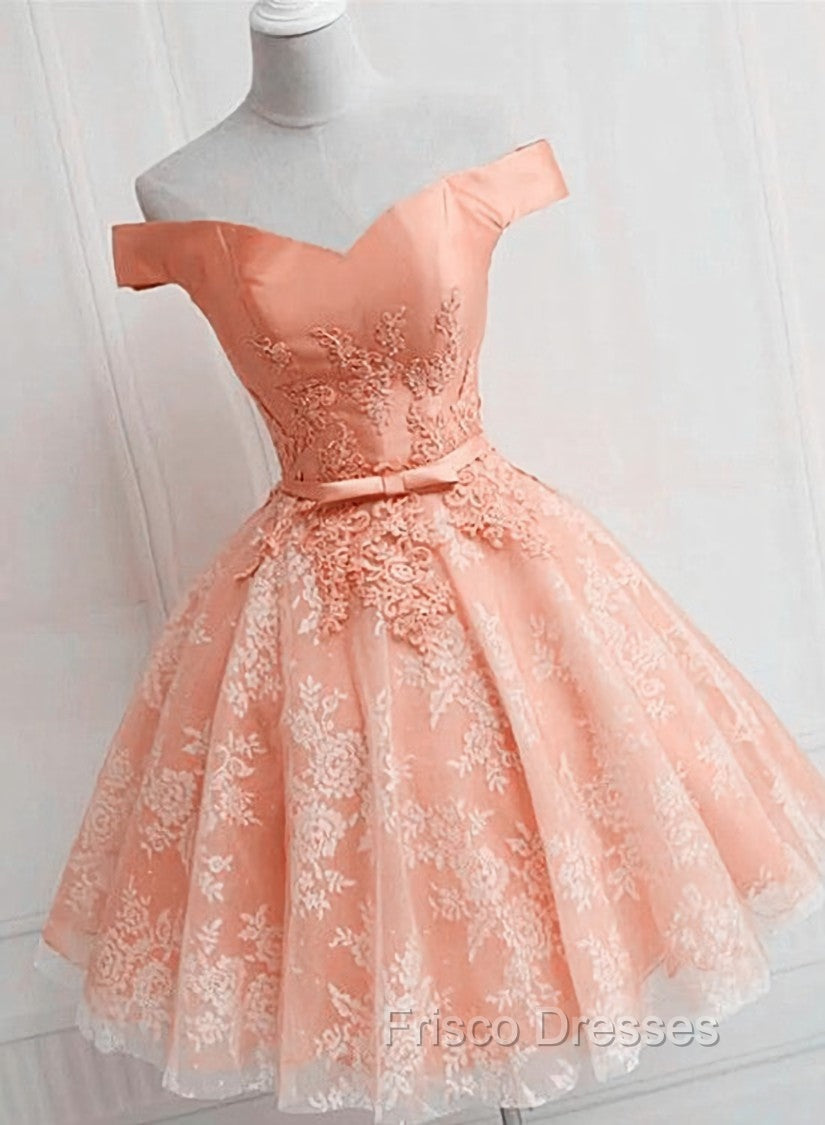 Cute Lovely Off Shoulder Tulle with Lace Party Dress, Formal Prom Dress Main image