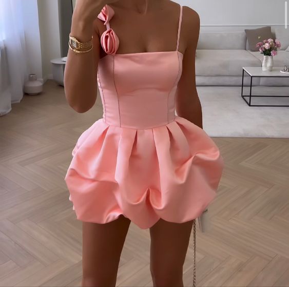 Cute Mini 17Th Birthday Dresses Pink Satin Birthday Outfit Main image