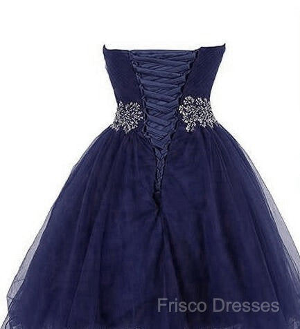 Cute Navy Blue Sweetheart Beaded Homecoming Dress, Short Formal Prom Dress Secondary image