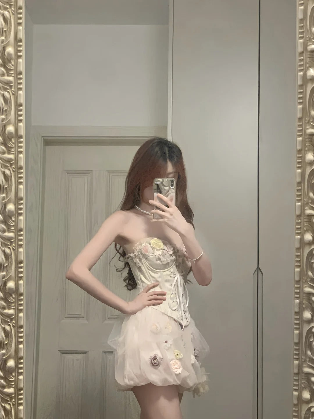 Cute Pink 3D Flower Corset With Bud Skirt 17Th Birthday Homecoming Dress Main image