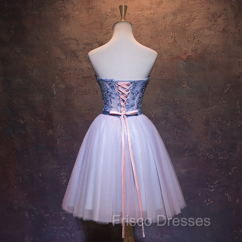 Cute Pink and Blue Homecoming Dress, Tulle Short Formal Prom Dress