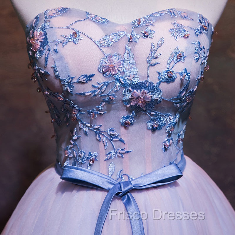 Cute Pink and Blue Homecoming Dress, Tulle Short Formal Prom Dress