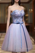 Cute Pink and Blue Homecoming Dress, Tulle Short Formal Prom Dress