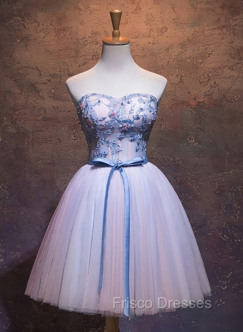 Cute Pink and Blue Homecoming Dress, Tulle Short Formal Prom Dress Main image