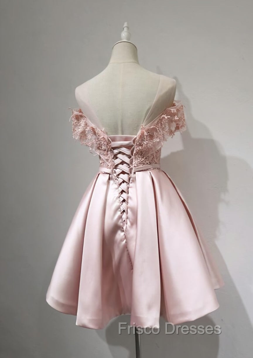 Cute Pink Satin Short Formal Prom Dress , Lovely Party Dress – Frisco