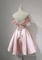 Cute Pink Satin Short Formal Prom Dress , Lovely Party Dress