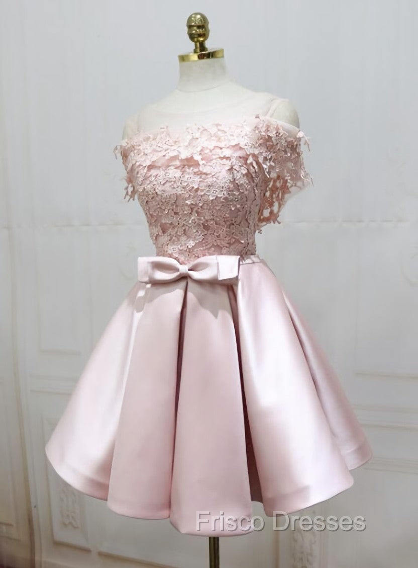 Cute Pink Satin Short Formal Prom Dress , Lovely Party Dress – Frisco