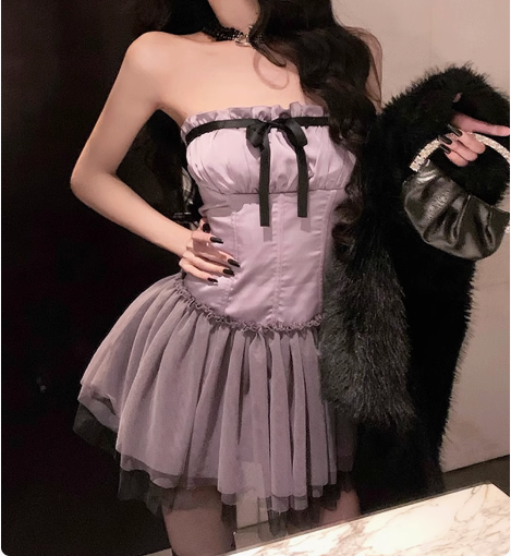 Cute Purple Satin Tulle 17Th Birthday Homecoming Dress Secondary image