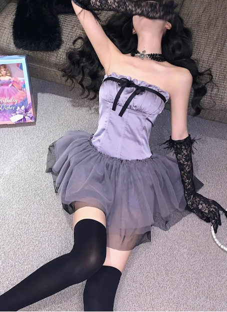 Cute Purple Satin Tulle 17Th Birthday Homecoming Dress Main image