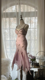 Cute Purple Strap Beaded Chiffon Mermaid Short Prom Dress