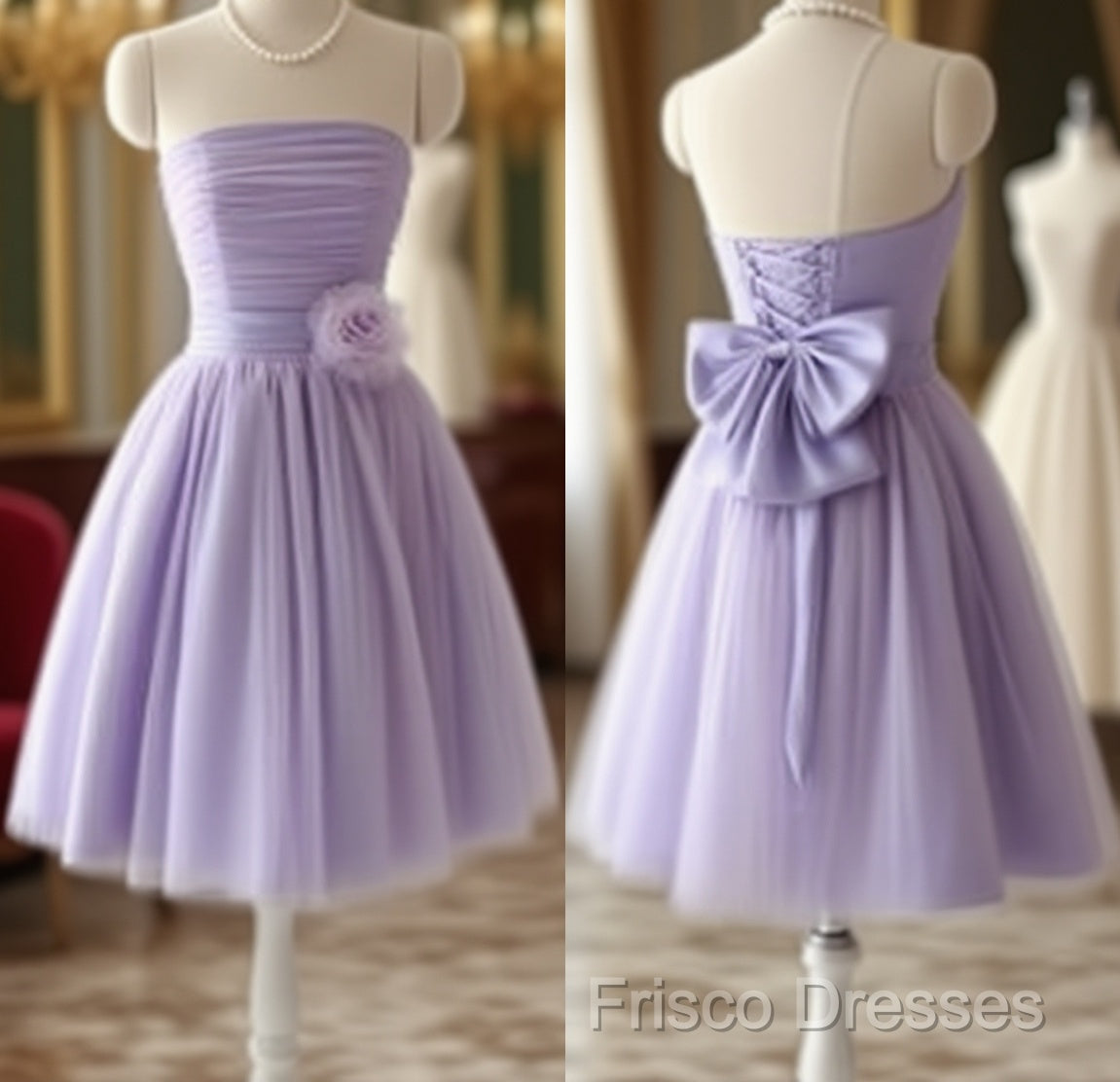 Cute Purple Strapless Pleat Short Homecoming Dress Wedding Party Dress Main image