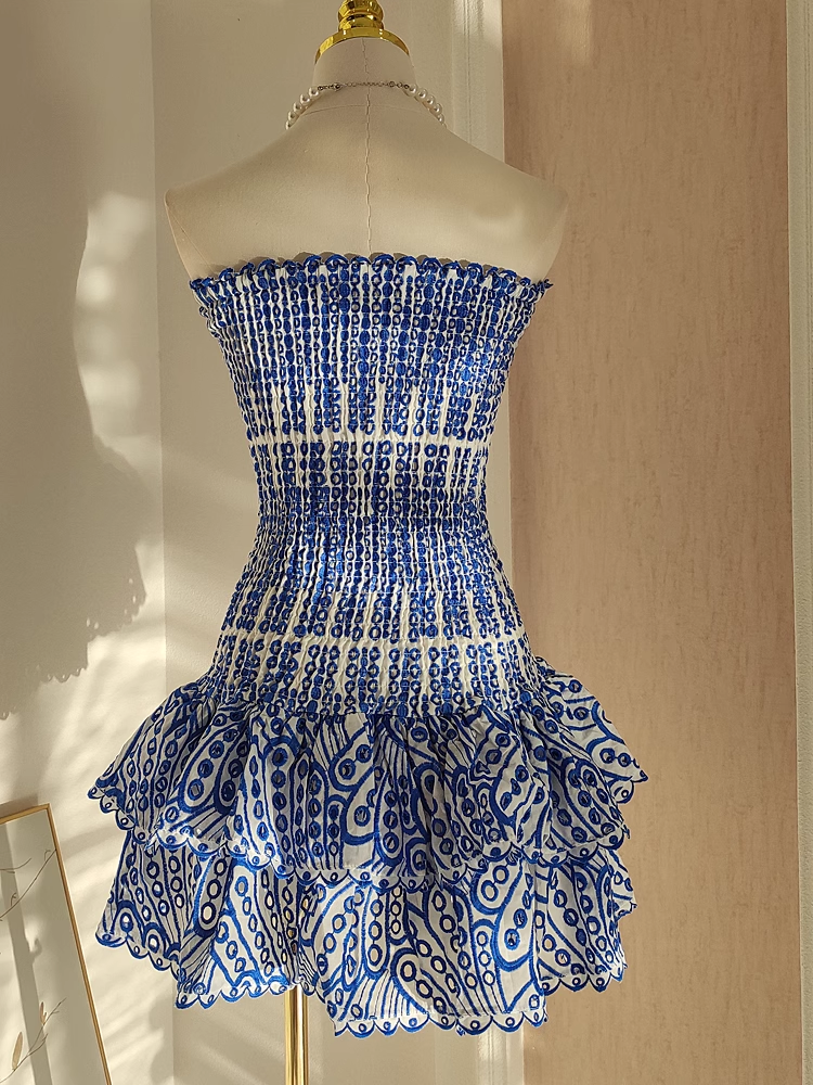 Cute Sheath Strapless Royal Blue Lace Vacation Dress Short Birthday Dresses Secondary image