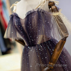 Cute Short Gradient Tulle Straps Homecoming Dress, Short Formal Prom Dresss