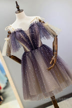 Cute Short Gradient Tulle Straps Homecoming Dress, Short Formal Prom Dresss