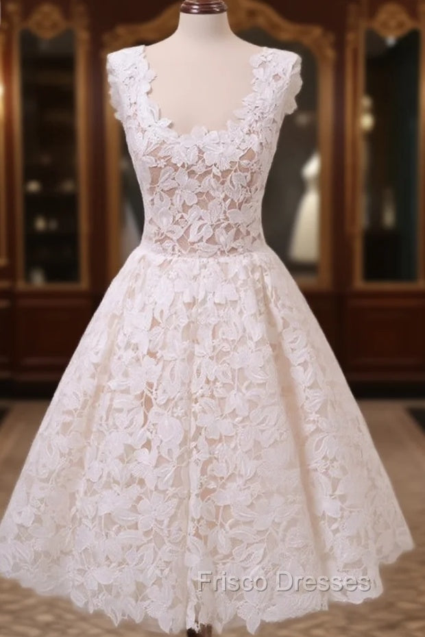 Cute Short Lace Formal Prom Dress, Short Lace Graduation Homecoming Dress Main image
