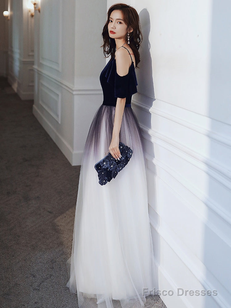 Cute Simple V-Neckline Long Party Dresses, A-Line Gradient Floor Length Bridesmaid Dresses Secondary image