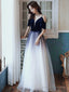 Cute Simple V-Neckline Long Party Dresses, A-Line Gradient Floor Length Bridesmaid Dresses
