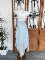 Cute Sky Blue Halter Neck Ruched Ruffled Chiffon Long Prom Dress Evening Dress