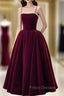 Cute Spaghetti Straps Velvet Short Formal Prom Dress, A-Line Homecoming Party Dress