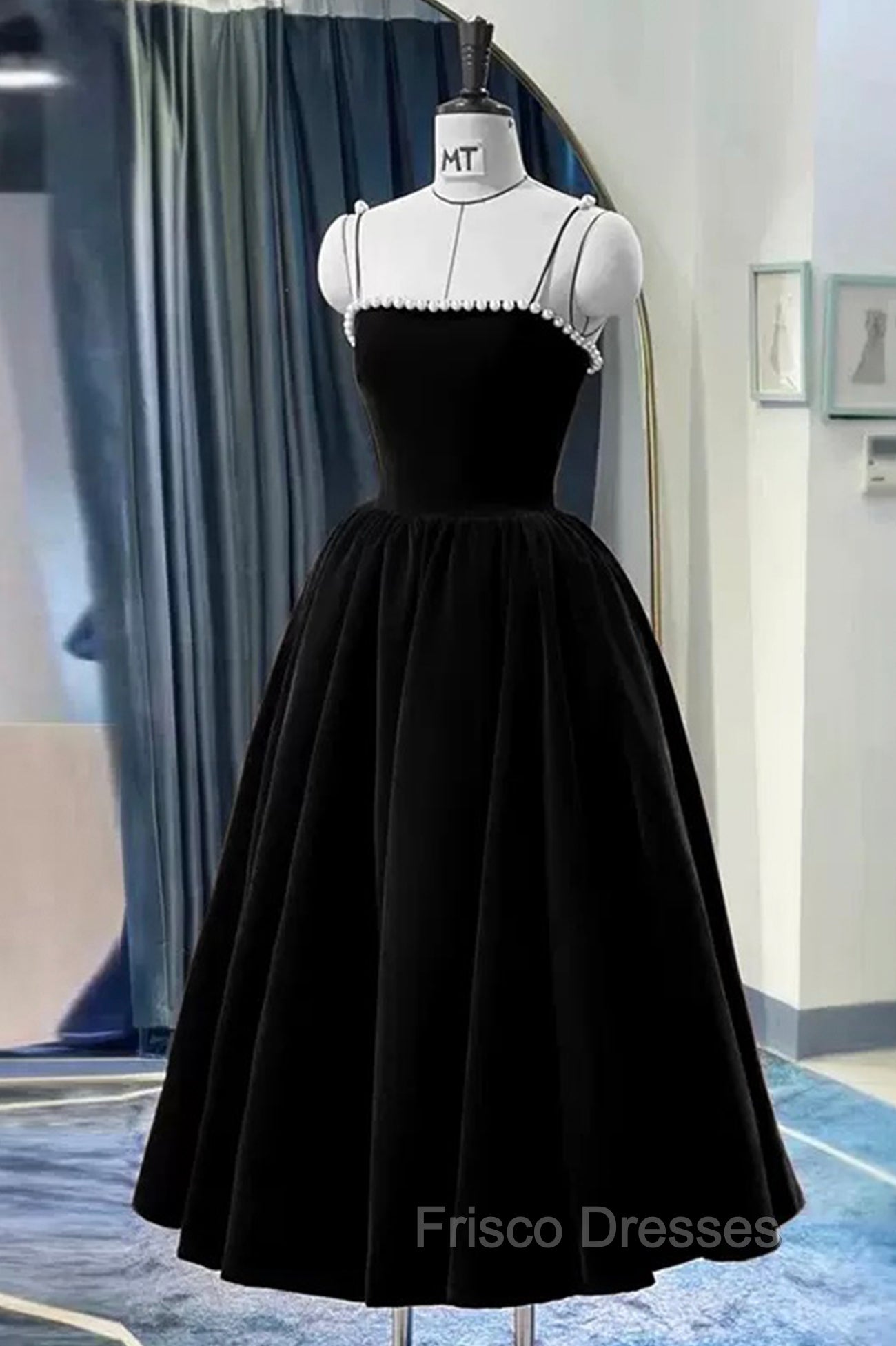 Cute Spaghetti Straps Velvet Short Formal Prom Dress, A-Line Homecoming Party Dress Main image