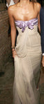 Cute Strapless Sheath Chiffon Party Dress Long Prom Dresses With Bowknot,