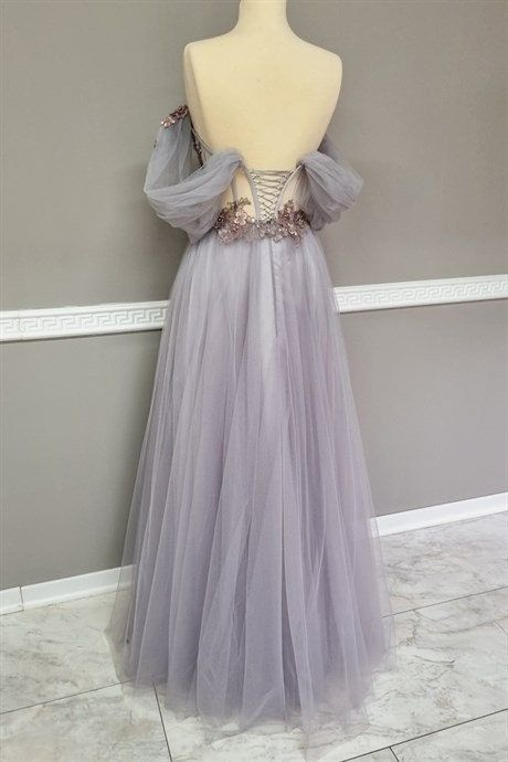 Off The Shoulder Tulle Applique Long Prom Dress Fairy Evening Dress