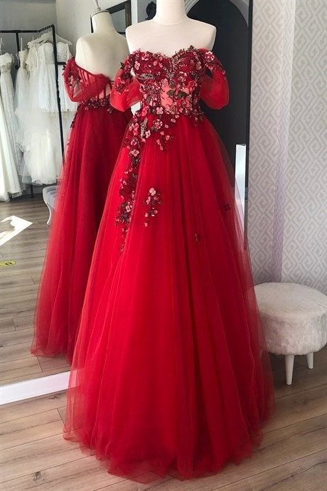 Off The Shoulder Tulle Applique Long Prom Dress Fairy Evening Dress