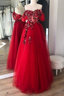 Off The Shoulder Tulle Applique Long Prom Dress Fairy Evening Dress