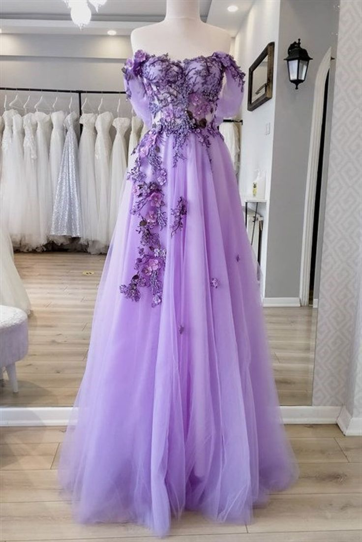 Off The Shoulder Tulle Applique Long Prom Dress Fairy Evening Dress