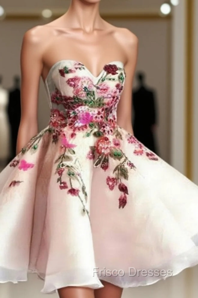 Cute Sweetheart Applique Short Formal Prom Dress, Cute Homecoming Dress Main image