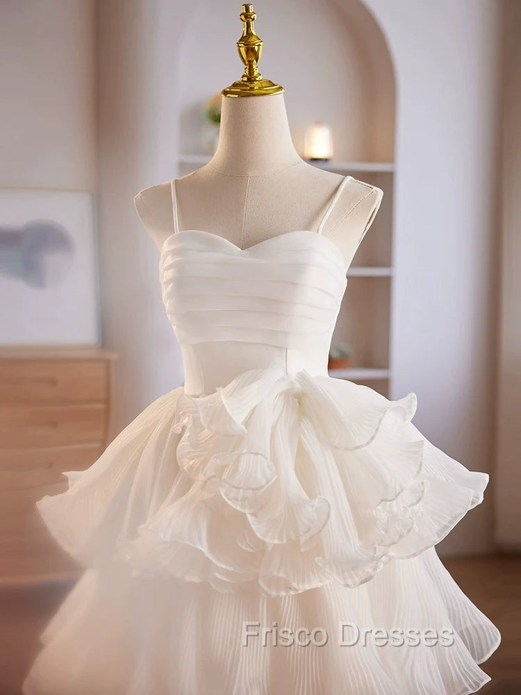 Cute Sweetheart Neck Organza White Formal Prom Dress, White Homecoming Dress