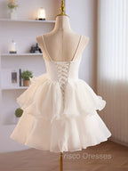 Cute Sweetheart Neck Organza White Formal Prom Dress, White Homecoming Dress