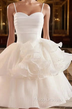 Cute Sweetheart Neck Organza White Formal Prom Dress, White Homecoming Dress
