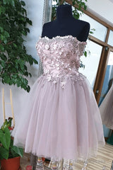 Cute Sweetheart Tulle Lace Beads Short Prom Dress, Homecoming Dress