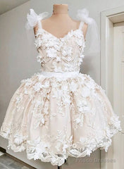 Cute Tulle Applique Short Dress, Homecoming Dress