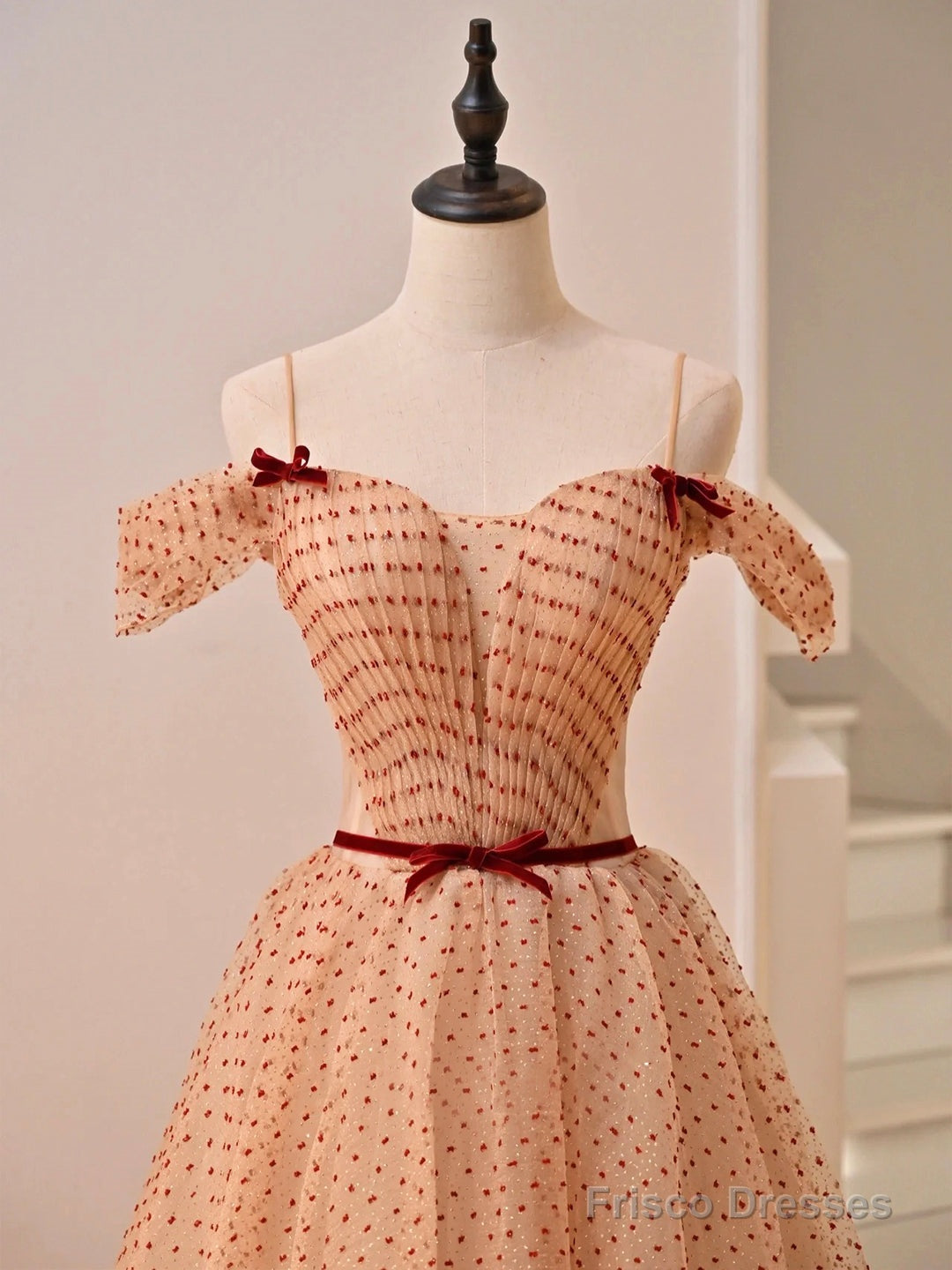 Cute Tulle Floor Length Prom Dress, Off The Shoulder Evening Party Dress Secondary image