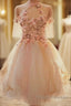 Cute Tulle Lace Applique Short Formal Prom Dress, Cute Homecoming Dress
