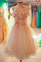 Cute Tulle Lace Applique Short Prom Dress, Cute Homecoming Dress