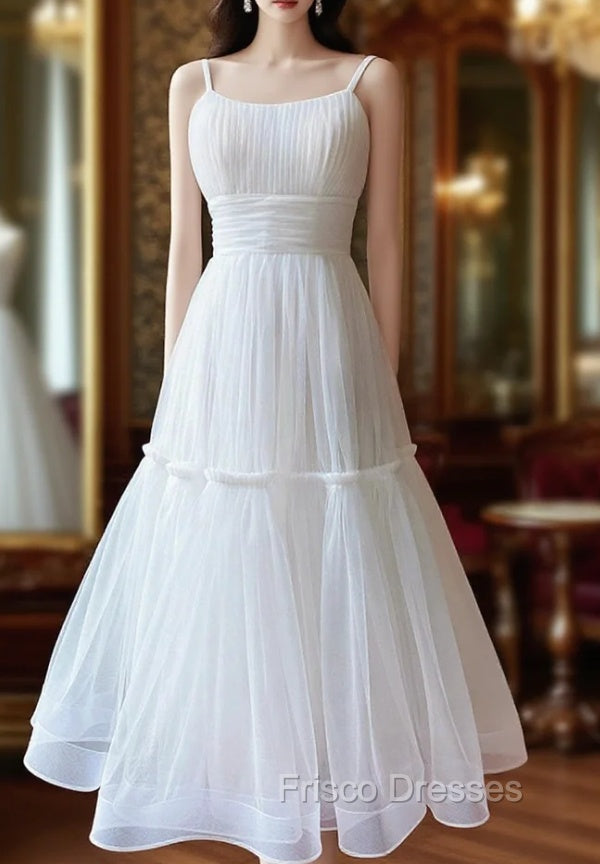 Cute Tulle Scoop Spaghetti Straps Homecoming Dress, Short Formal Prom Dress