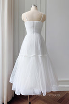 Cute Tulle Scoop Spaghetti Straps Homecoming Dress, Short Formal Prom Dress