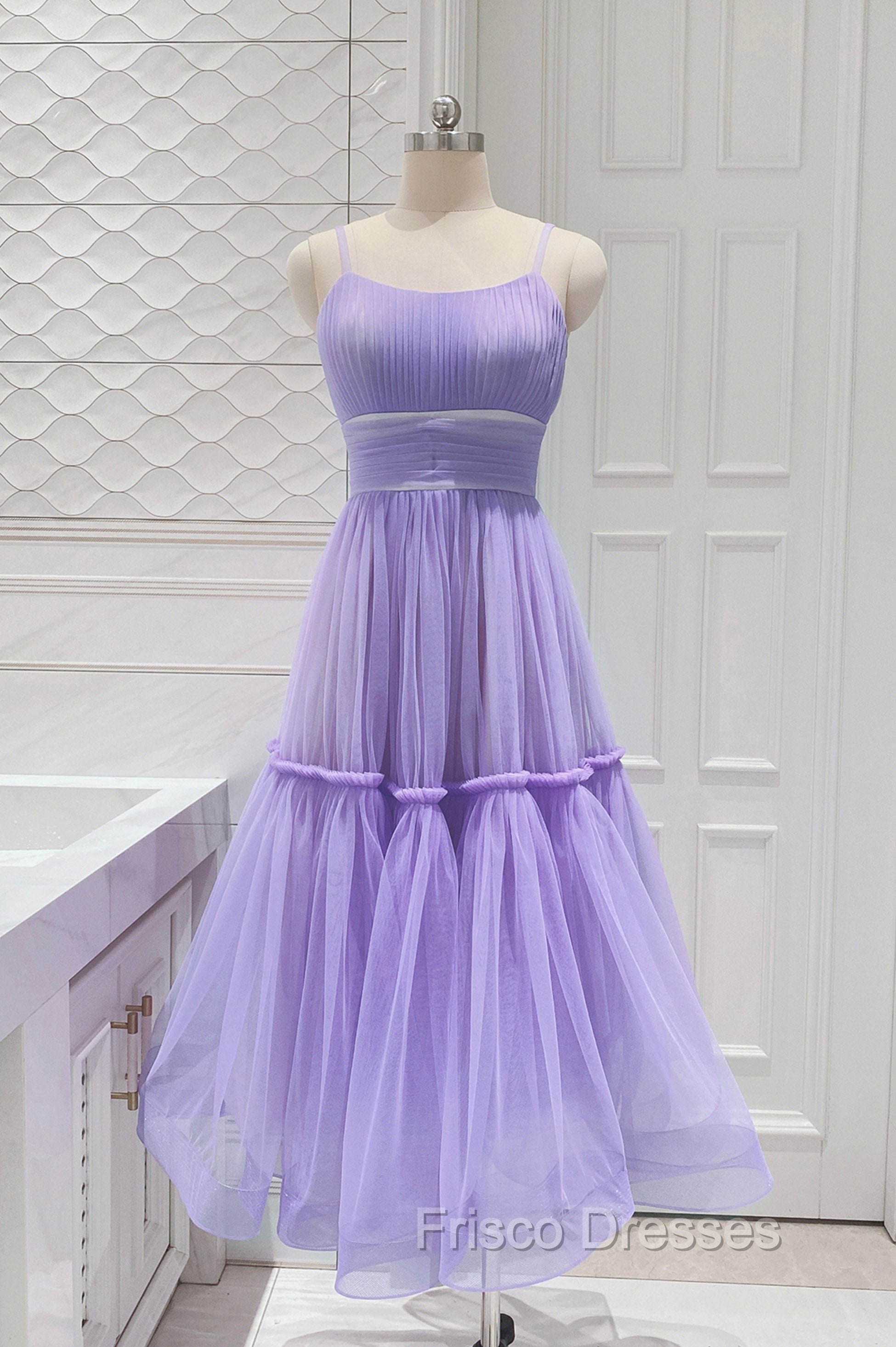 Cute Tulle Scoop Spaghetti Straps Homecoming Dress, Short Formal Prom Dress Main image