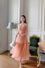 Cute Tulle Short A-Line Prom Dress, Spaghetti Strap Tulle Homecoming Dress