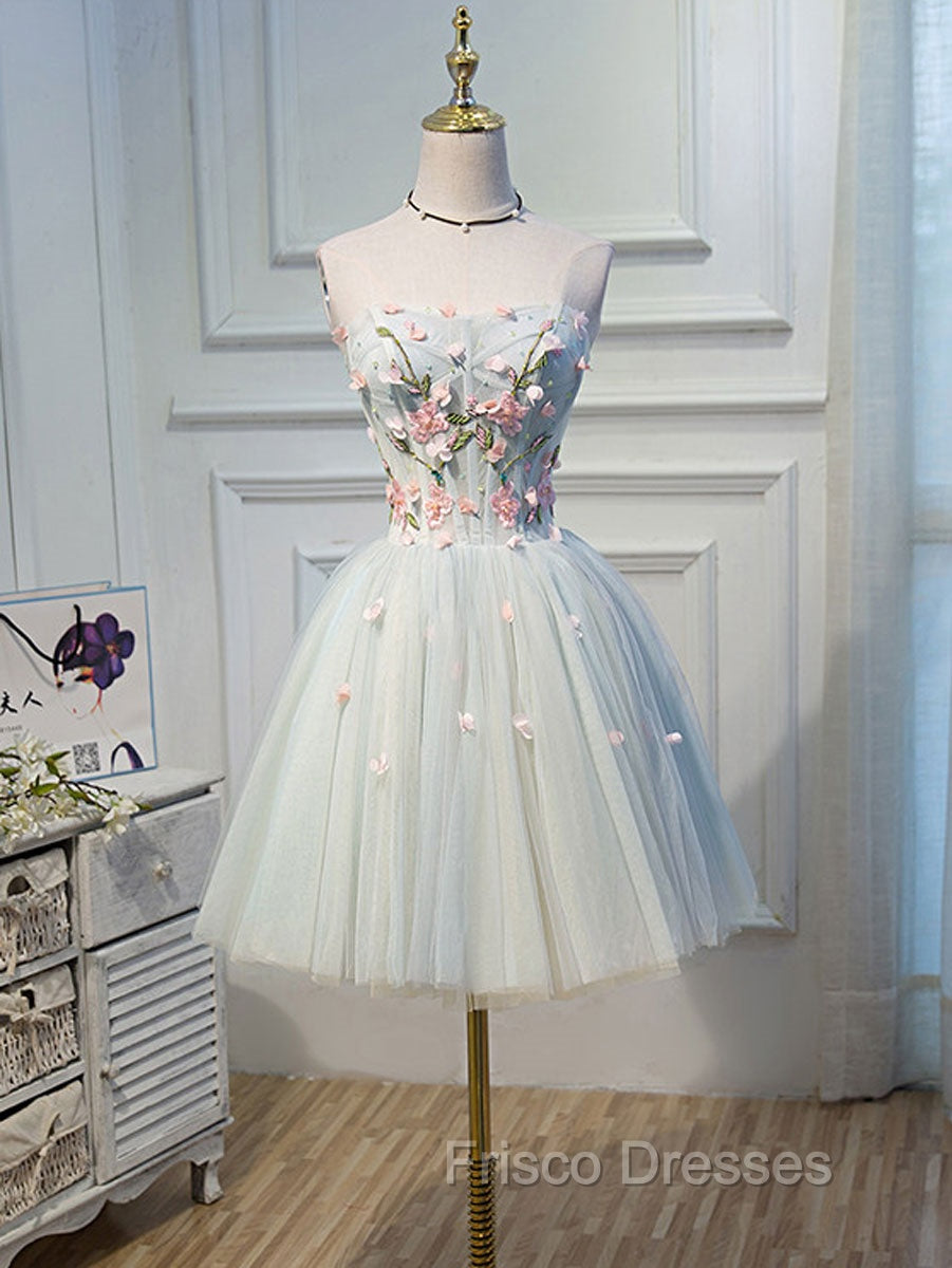 Cute Tulle Short Lace Applique Short Formal Prom Dress, Tulle Puffy Homecoming Dress Secondary image