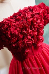 Cute Tulle Short Formal Prom Dress with Appliques, Red A-Line Homecoming Party Dress